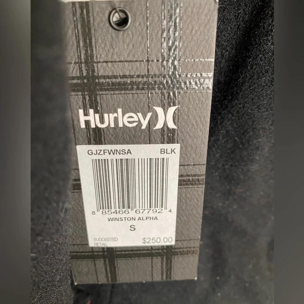 Hurley X Alpha IND Collaboration Black Wool Pea Coat NWT Size small RARE